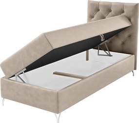 Pat cu boxspring, 90x200, ţesătură bej Velvet, pe dreapta, GULIETTE + cadou