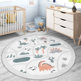 Covor de joacă pentru copii gri deschis lavabil ø80 cm Dino Park – Mila Home