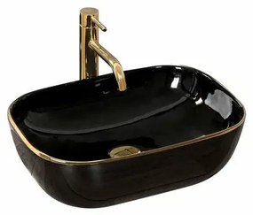 Lavoar negru auriu pe blat Rea Belinda Black Gold 46,5 cm