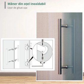 HOMCOM Ușă Glisantă din Sticlă Temperată Satinată, Kit Complet cu Șină și Mâner, 90x205cm | Aosom Romania