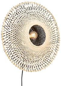 Lampă de perete orientală din bambus 50 cm cu priză - Rina