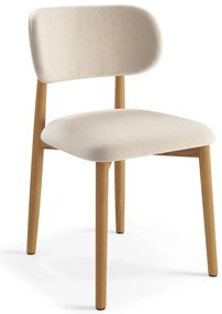 MAZZONI EXPORT AVLO Bej (material Apia 453)/cadru stejar lăcuit - SCAUN DIN LEMN PENTRU SALON SUFRAGERIE BUCĂTĂRIE RETRO