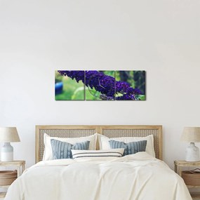 Tablou cu floare albastră (cu ceas) (90x30 cm)
