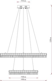 Globo 67387-72 - Lustră LED dimmabilă suspendată pe cablu LAUREL 72W/230V, sticlă transparentă + telecomandă