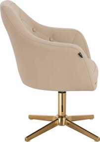 HR831CROSS Scaun Crem Piele Ecologica Premium Soft cu Bază Aurie