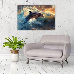 Tablou - Delfin, ilustrații (90x60 cm)
