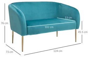 Canapea 2 Locuri HOMCOM cu Spatar si Cotiere, Mobilier Sufragerie si Birou | Aosom Romania