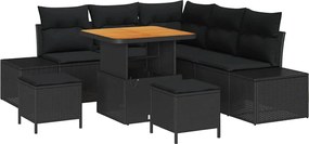vidaXL Set de canapele pentru grădină cu pernă 8 pcs Negru Rattan poli