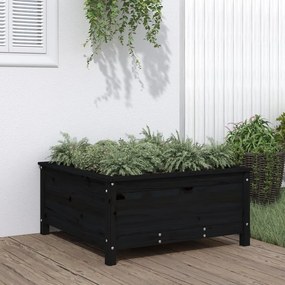 vidaXL Jardinieră de grădină, negru, 82,5x82,5x39 cm lemn masiv de pin