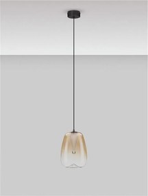 Pendul LED modern, Metal, Sticla, Chihlimbar, OBLO
