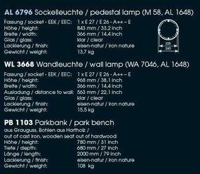 Stalp iluminat exterior din fier forjat, inaltime 84cm, AL 6796