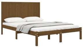 Cadru pat 5FT King Size, maro miere, 150x200 cm, lemn masiv pin maro miere, 150 x 200 cm