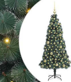 vidaXL Pom de Crăciun artificial pre-iluminat cu set de bile 150 cm