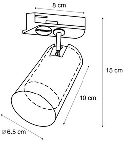 Spot modern auriu cu sticlă ambră pentru sistem de iluminat pe șină monofazat - Iconic Lloyd