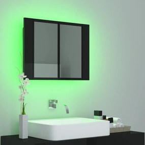 Dulap de baie oglinda LED, negru extralucios, 60x12x45 cm negru foarte lucios