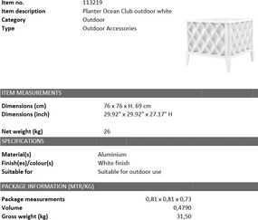 Ghiveci, Suport flori pentru exterior Ocean Club, alb 113219 HZ