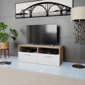 vidaXL Comodă TV, PAL, 95 x 35 x 36 cm, culoarea stejarului și alb