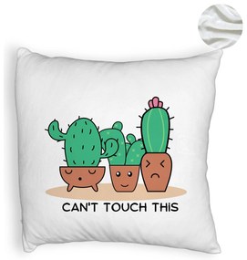 Perna Decorativa Fluffy, Model Cactus Can&apos;t Touch This, 40x40 cm, Alba, Husa Detasabila, Burduf