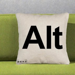 Perna Personalizata Tasta Alt Tipografie Bold, 40x40 cm, Bej Canapea, Husa Detasabila, Perna Inclusa, BEKZ®