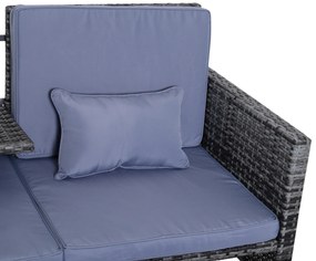 Outsunny Set Mobilier de Grădină, Scaun de Grup, 3 Piese, Canapea de Exterior, 2 Taburete, 2-5 Persoane, Perne de șezut, Ratan, gri | Aosom Romania