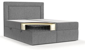 Pat boxspring gri cu spațiu de depozitare 180x200 cm Imagine – Maison de Rêve