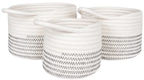 Coșuri Algar, bumbac, alb/gri, 3 bucăți
