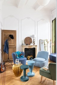 Masuta laterala, din rasina, cu aspect vintage, gold Cactus