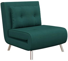 HOMCOM Fotoliu recliner cu funcție de pat, butoane decorative, aspect de pânză, 77 cm x 88 cm x 83 cm, Verde | Aosom Romania