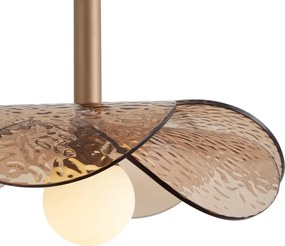 Lampă suspendată de design bronz închis cu sticlă de culoarea chihlimbarului - Kemner