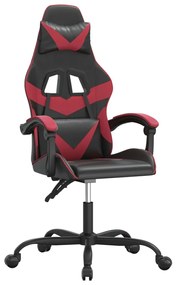 349550 vidaXL Scaun de gaming pivotant, negru și roșu vin, piele ecologică