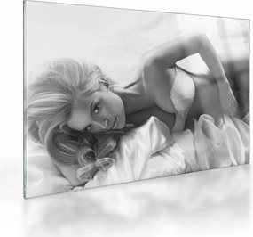Tablou pe sticlă - Boudoir alb-negru (70x50 cm)