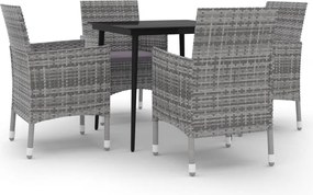 vidaXL Set mobilier de grădină cu perne 5 piese poliratan & sticlă