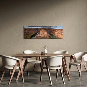 Tablou cu lac în stânci (cu ceas) (90x30 cm)