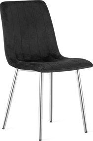 Set 4 Scaune Bucatarie/Dining Gabe, Picioare Cromate, Catifea Neagra