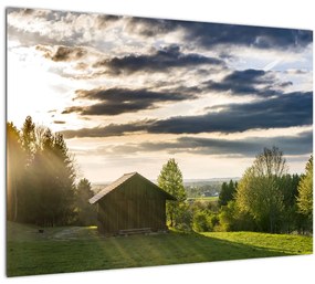 Tablou cabana în pădure (70x50 cm)