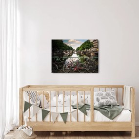 Tablou cu bicicleta în oraș (70x50 cm)