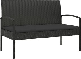 vidaXL Bancă de grădină cu pernă, negru, 105 cm, poliratan