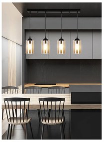 Lustră neagră cu abajur din sticlă 10x65 cm Bistro – Candellux Lighting