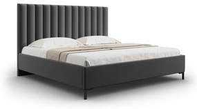 Pat matrimonial gri închis tapițat cu spațiu de depozitare și somieră 200x200 cm Casey – Mazzini Beds