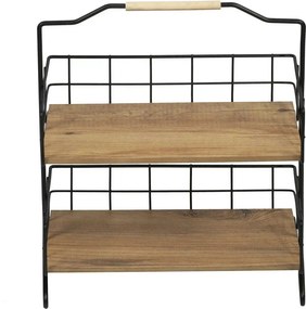 Etajera baie SHELF ELSE, stejar/negru, PAL melaminat/metal, 32x15x42 c