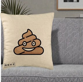 Perna Decorativa Emoji Poop Funny, 40x40 cm, Bej, Husa Detasabila, Perna Inclusa, BEKZ®