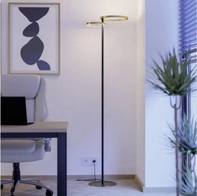 Eglo 901975-LED Lampadar CASTELPOTO cu dimmer, LED/16W/230V + LED/12W, auriu/negru