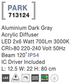 Stalp LED pentru iluminat exterior IP54 PARK II NVL-713124