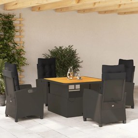 3277390 vidaXL Set mobilier de grădină cu perne, 5 piese, negru, poliratan