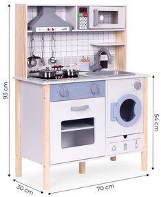 Bucătărie realistă pentru copii din lemn cu lumină LED, sunete și accesorii