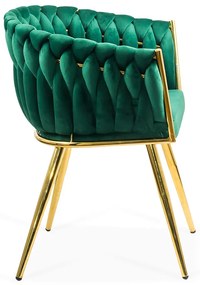 Scaun living verde BUC 261 din catifea cu cadru auriu metalic