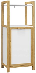 HOMCOM Mobilier pe picioare din bambus coș pentru rufe baie economisire de spațiu, 2 rafturi, dim. 40L x 30l x 86,5H cm | Aosom Romania