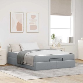 vidaXL Cadru de pat Altele cu depozitare Gri deschis 160 x 200 cm țesătură