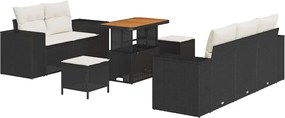 vidaXL Set de canapele pentru grădină 8 pcs Negru poliratan