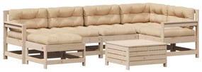 3250944 vidaXL Set mobilier de grădină cu perne, 7 piese, lemn masiv de pin